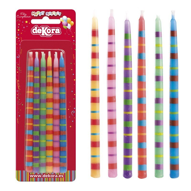 BLISTER12 VELAS LARGAS COLORES 13CM C/12