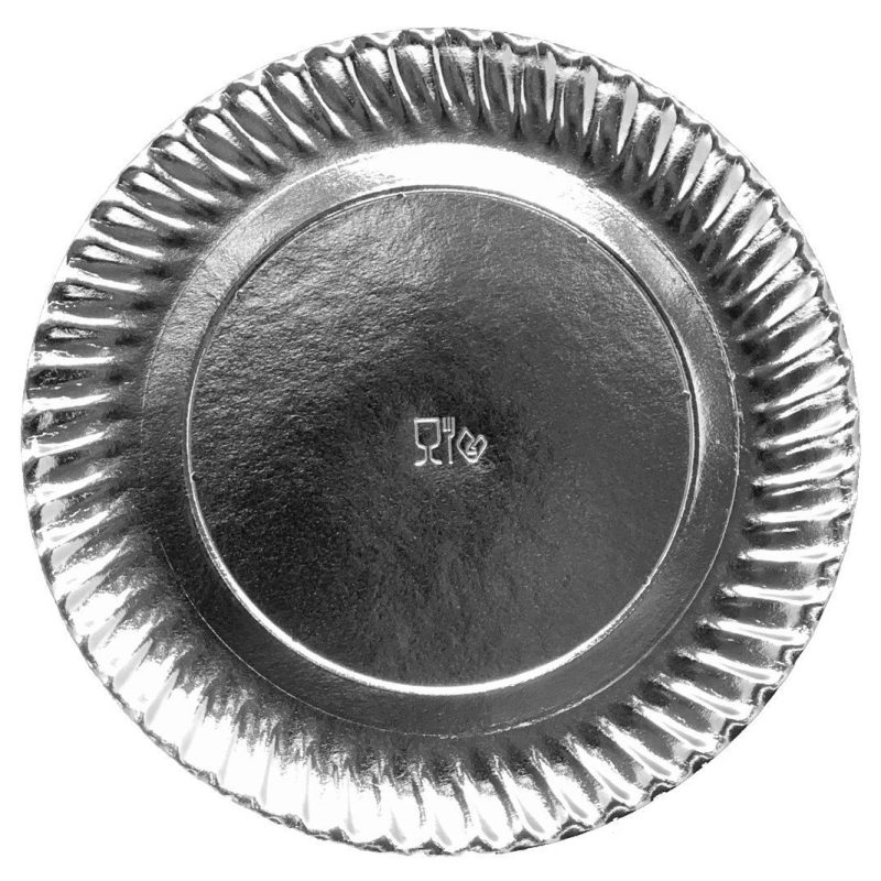 PLATO CARTON PLATA 25 CM PQT 100 UDS